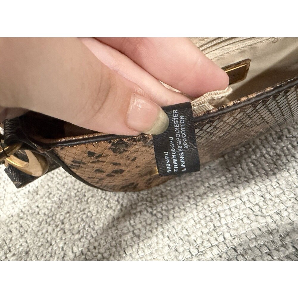 GUESS brown snake print crossbody bag w/ logo strap gold hardware small - Picture 8 of 9